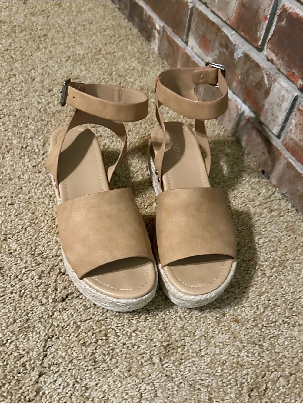 Soda Tan Espadrille Platform Sandals with Ankle Strap